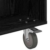 Side Table with Wheels Black Oak 90 x 50 x 30 cm 891017