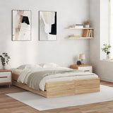 Bed Frame with Drawers without Mattress Sonoma Oak 135x190 cm Double 3207310
