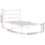Metal Bed Frame without Mattress with Headboard White 100x190cm 355408