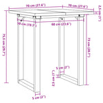 ZNTS Dining Table O-Frame 70x70x75.5 cm Solid Wood Pine and Steel 3282737