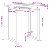 ZNTS Dining Table O-Frame 70x70x75.5 cm Solid Wood Pine and Steel 3282737