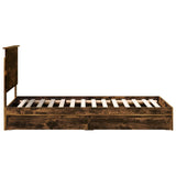 Storage Bed with Drawer Smoked Oak 90 x 200 cm Engineered Wood 3411247
