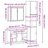 3 Piece Bathroom Furniture Set Sonoma Oak Engineered Wood 3301091