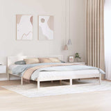 Bed Frame with Headboard White 200 x 200 cm Solid Pine Wood 873260