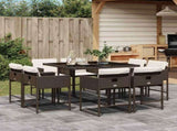 9 Piece Garden Dining Set with Cushions Brown Poly Rattan 3211377