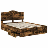 Bed Frame with Drawer Smoked Oak 150 x 200 cm Engineer Wood 3413405