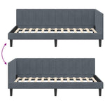 Corner Bed Frame with Headboard Dark grey 90 x 200 cm Velvet 42016349