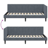 Corner Bed Frame with Headboard Dark grey 90 x 200 cm Velvet 42016349