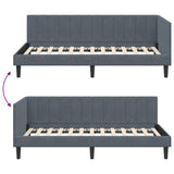 Corner Bed Frame with Headboard Dark Grey 90 cm x 200 cm Velvet 42016349