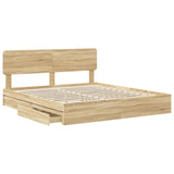 Storage Bed with Drawer Sonoma Oak 200 x 200 cm Engineered Wood 3412243