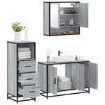 ZNTS 3 Piece Bathroom Furniture Set Grey Sonoma Engineered Wood 3301043