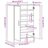 Shoe Cabinet Black 60x35x92 cm Engineered Wood 808928