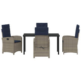 Garden Dining Set with Cushion 5 pcs Grey Poly Rattan 3380353