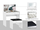 Dressing Table with Mirror and Stool, Vanity Makeup Table with Flip Up Mirror, Vanity Desk with T3398P329584
