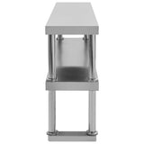 2-Tier Work Table Overshelf 120x30x65 cm Stainless Steel 51193