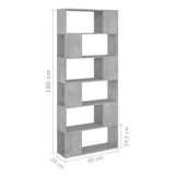 Book Cabinet Room Divider Concrete Grey 80x24x186 cm Engineered Wood 809156