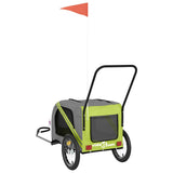 Pet Bike Trailer Green and Grey Oxford Fabric and Iron 93899