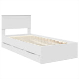 Bed Frame with Drawer White 100 x 200 cm Engineer Wood 3408012