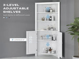 Triangle Bathroom Cabinet, Corner Bathroom Storage Unit with Cupboard and 3-Tier Shelves, Free T3398P344742