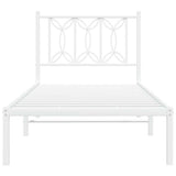 Metal Bed Frame without Mattress with Headboard White 90x190cm 376169