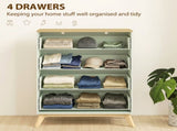4 Drawer Storage Cabinet, Chest of Drawers for Bedroom Living Room, Light Green and Oak T3398P554115