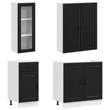 Kitchen Unit LUCCA 8 pcs Black Engineered Wood 3438402