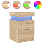 ZNTS Bedside Cabinet with LED Lights Sonoma Oak 35x39x55 cm 836753