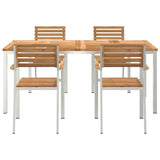 Garden Dining Set 5 pcs Solid Teak Wood and Stainless Steel 3334785