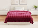 Anti-Slip Faux Rabbit Fur Blanket Olite Bordeaux Red Polyester 42021849