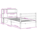 Bookcase Bed without Mattress White 90x190 cm Single Solid Wood Pine 3321874