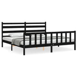 Bed Frame without Mattress Black 200x200 cm Solid Wood Pine 3192060