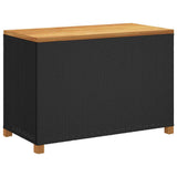 Garden Storage Box Black 110x55x63 cm Poly Rattan Acacia Wood 366285