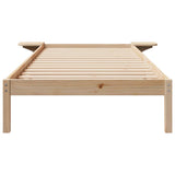 Bed Frame with Side Tables Natural 100 x 220 cm Solid Pine Wood 873244