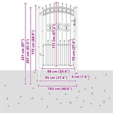 Fence Gate with Spear Top with Lock Grey 103 x 175 cm Steel 42009041