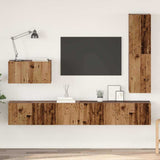 TV Cabinet Set with Drawer 4 pcs Old Wood Engineered Wood 3393327