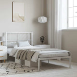 Metal Bed Frame without Mattress with Headboard White 100x200cm 372223