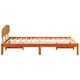 Bed Frame with Headboard Wax Brown 140 x 190 cm Solid Pine Wood 872070