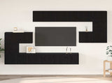 TV Cabinet Set Wall-mounted 8 pcs Black Oak Engineered Wood 3393217