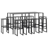 11 Piece Garden Bar Set Black Powder-coated Steel 3283755
