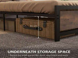 Single Size Metal Bed Frame with Headboard & Footboard, Strong Slat Support Solid Bedstead Base w/ T3398P344674