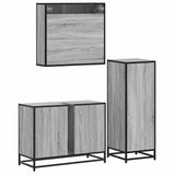 3 Piece Bathroom Furniture Set Grey Sonoma Engineered Wood 3301063