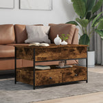 ZNTS Coffee Table Brown Oak 70x50x50 cm Engineered Wood and Metal 845385