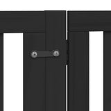 Dog Gate with Door Foldable 8 Panels Black 640 cm Poplar Wood 3155686