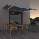 ZNTS Manual Retractable Awning with LED 500x350 cm Blue and White 3069021