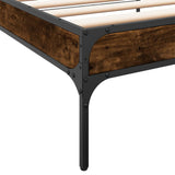 ZNTS Bed Frame Smoked Oak 100x200 cm Engineered Wood and Metal 845028