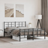 Metal Bed Frame without Mattress with Footboard Black 150x200cm 355581