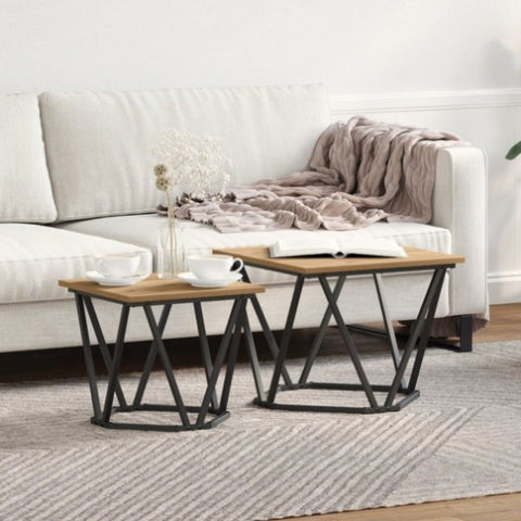ZNTS Side Tables 2 pcs Artisan Oak Engineered Wood 868272
