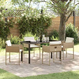 Garden Dining Set 5 pcs Beige Poly Rattan 3380730