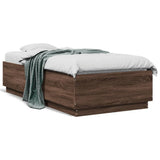 Bed Frame with LED without Mattress Brown Oak 75x190 cm Small Single 3209673
