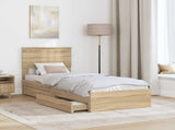 Storage Bed with Drawer Sonoma Oak 75 x 190 cm Engineered Wood 3410849